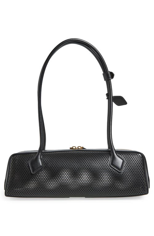 Alaïa Le Teckel Medium Shoulder Bag In Fishnet Leather In Noir