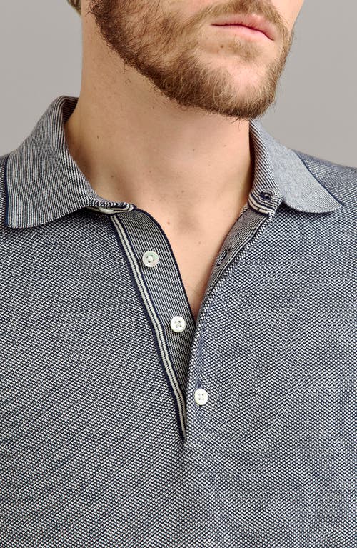 Billy Reid Bird's Eye Piqué Polo Sweater In Gray