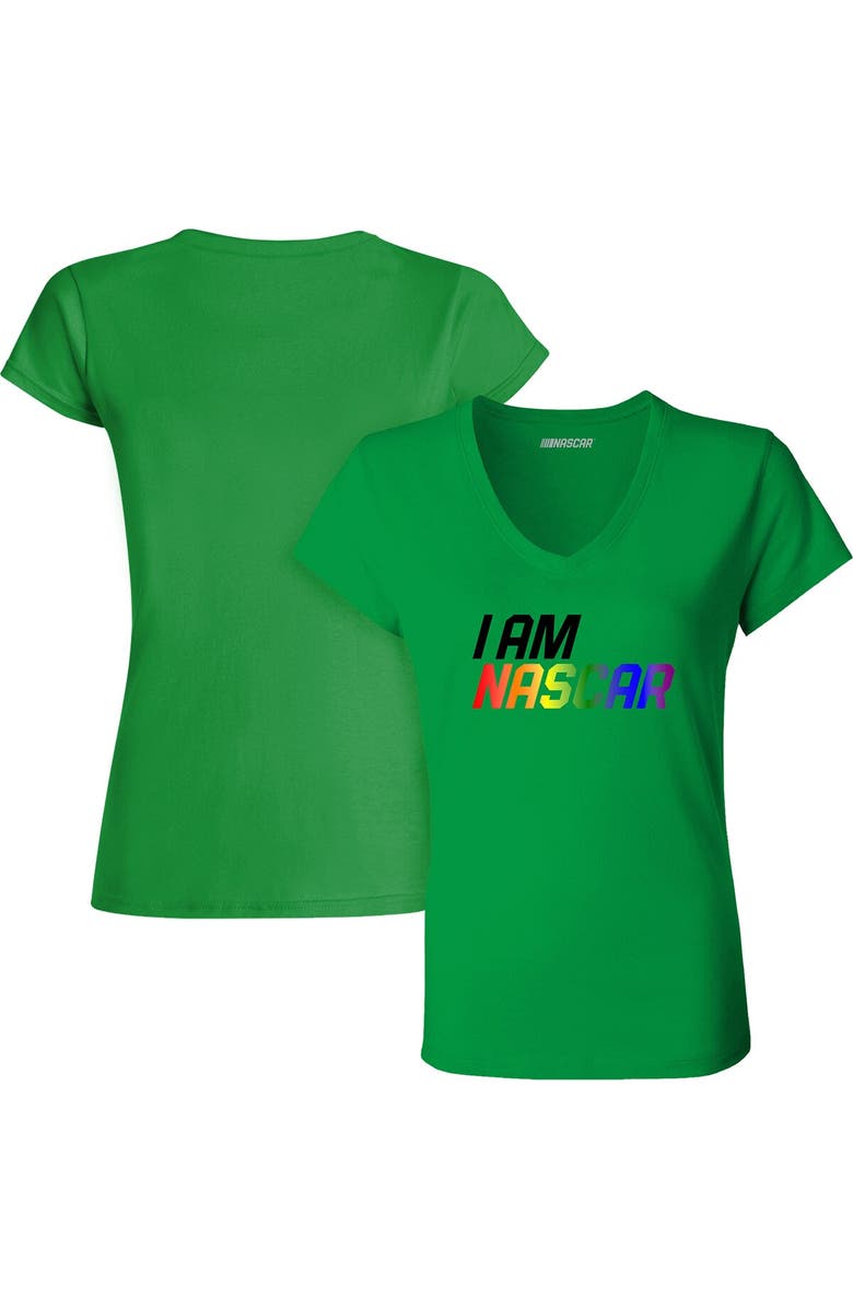 CHECKERED FLAG Women's Checkered Flag Kelly Green NASCAR Pride V-Neck T-Shirt, Main, color, 