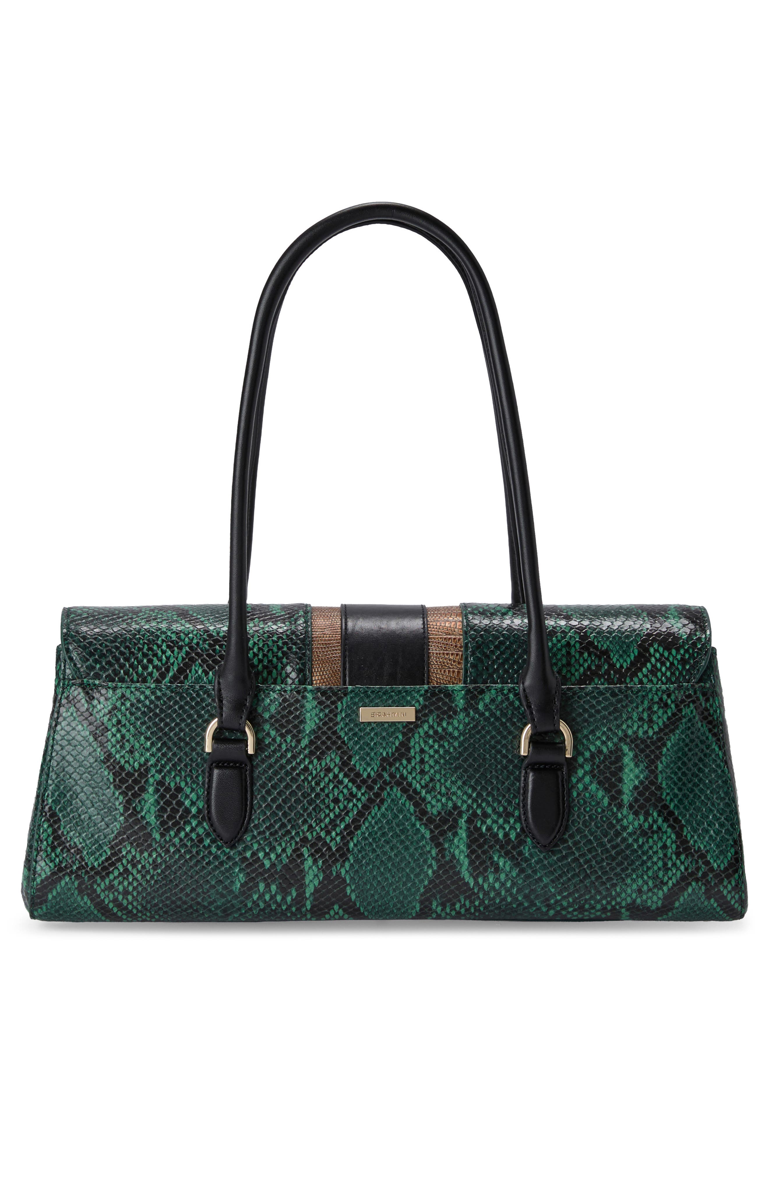 Brahmin Dayan Croc Embossed Leather Satchel, Alternate, color, Multi Venezia