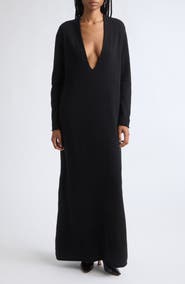 Colleen Allen Deep V-Neck Extrafine Merino Wool Dress