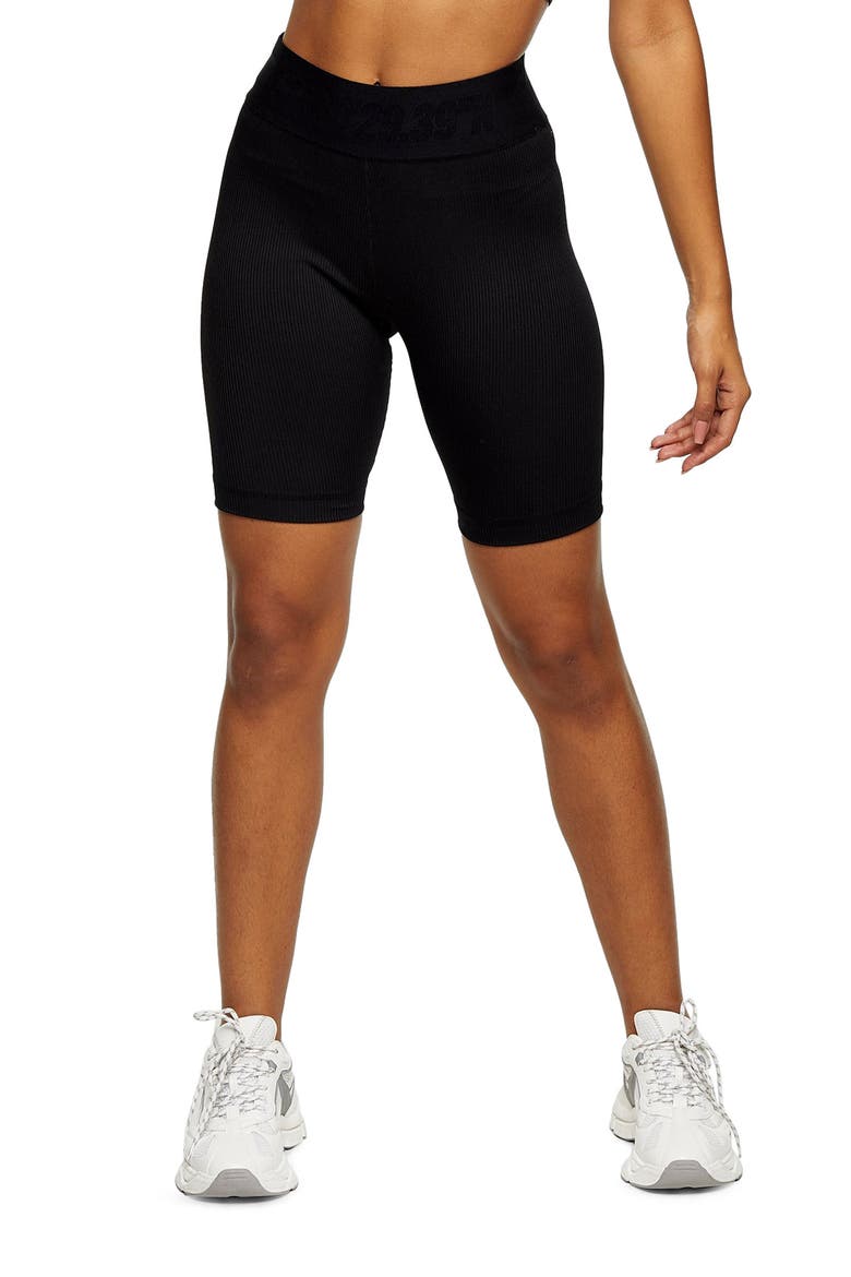 Ribbed Bike Shorts, Main, color, BLACK