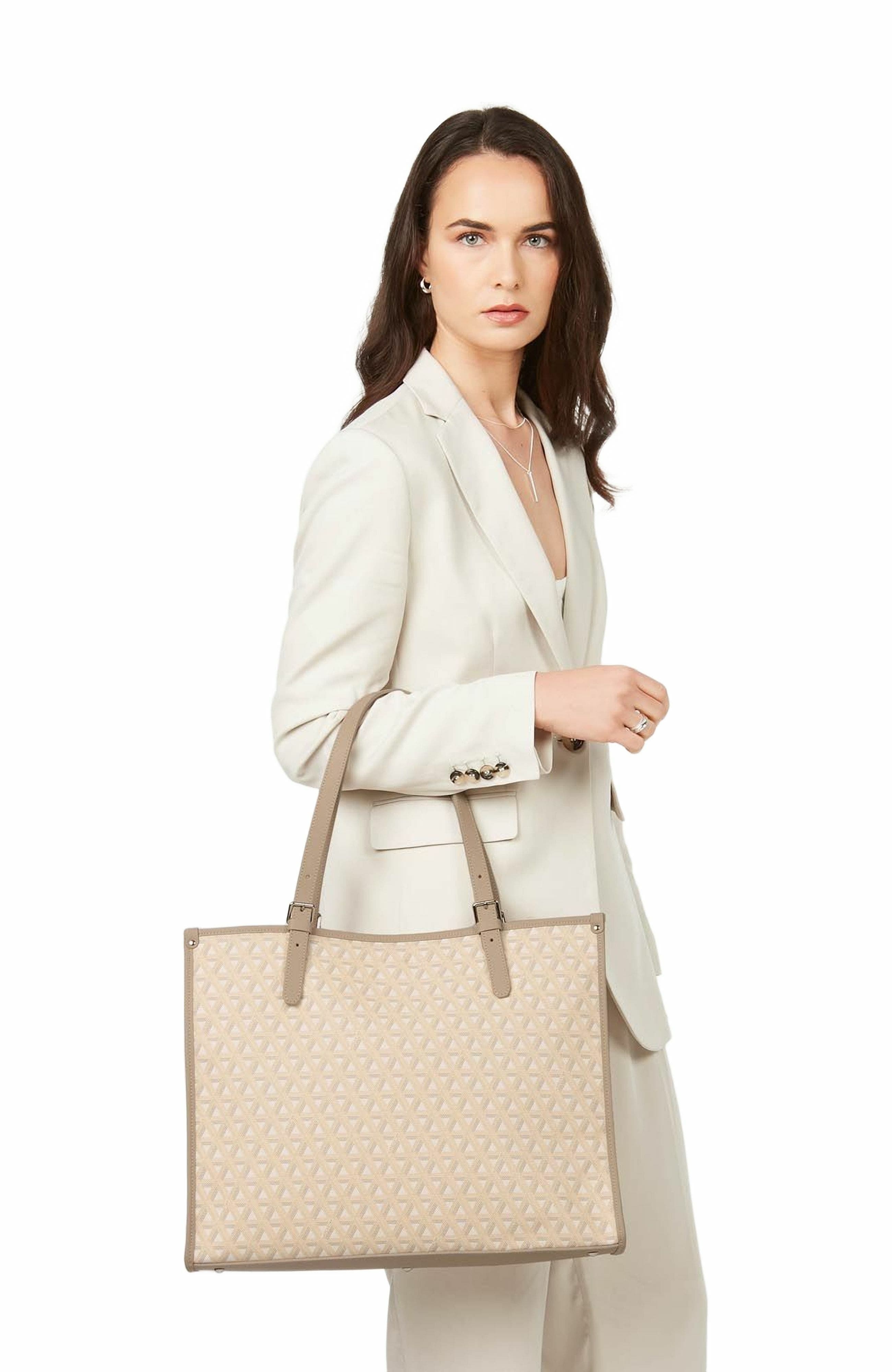 Lancaster Shoulder Tote Bag L Ikon, Alternate, color, Beige