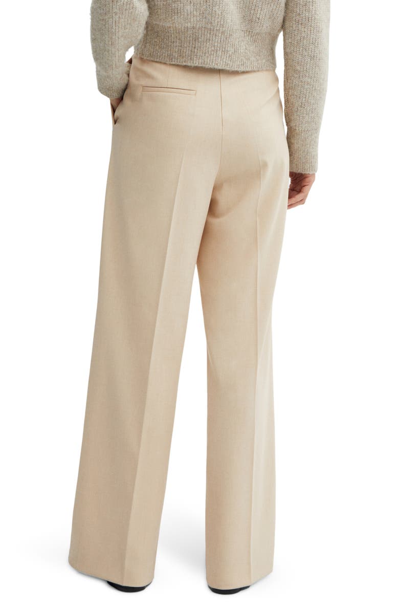 MANGO Wide Leg Flat Front Pants, Alternate, color, Beige
