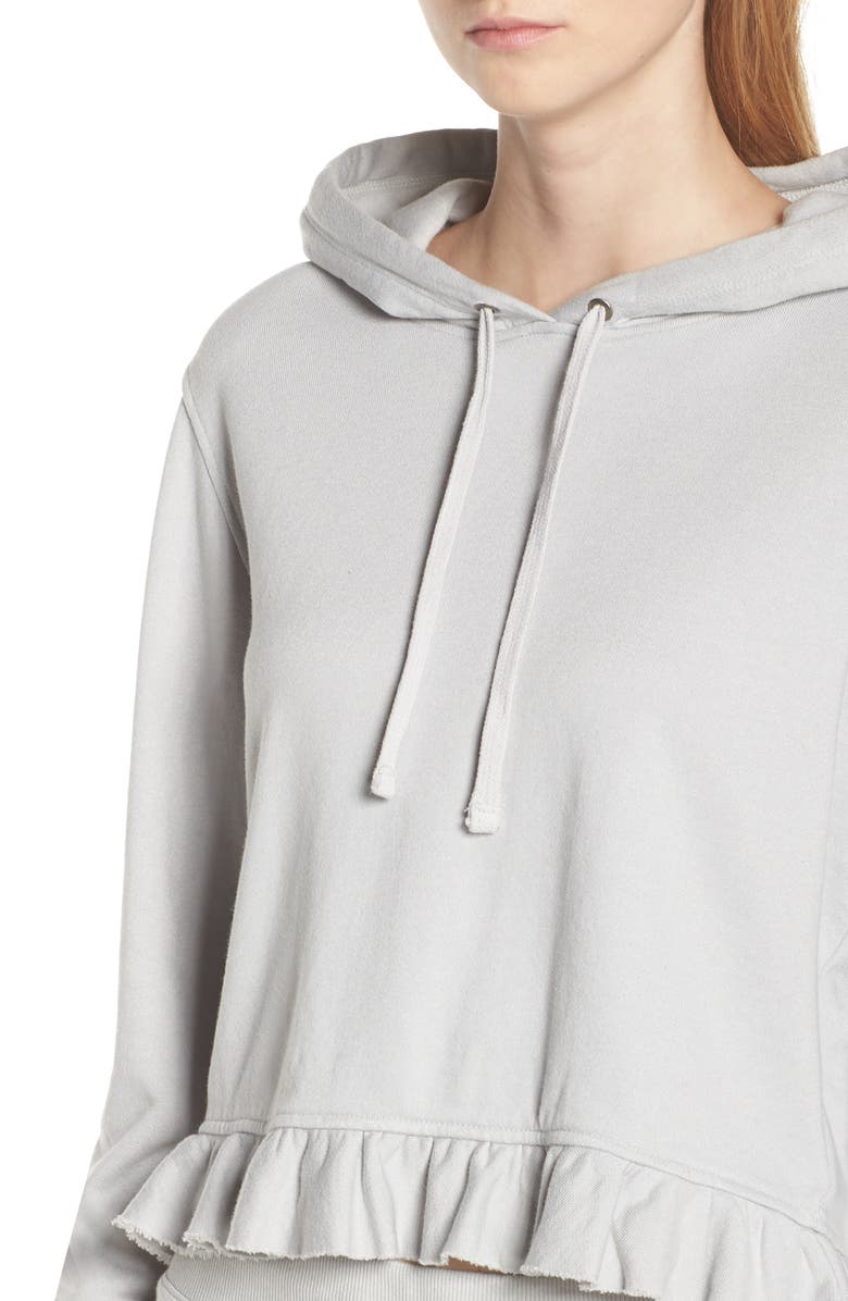 David Lerner Ruffle Hem Crop Hoodie, Alternate, color, 