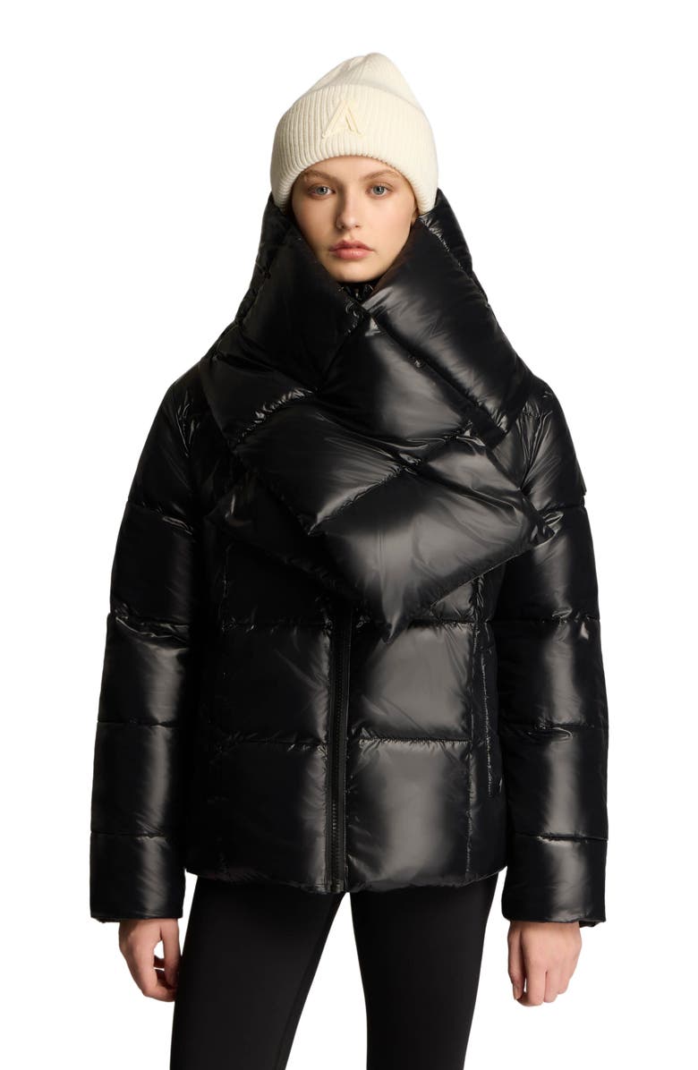 Alpenhaus Winekka 2-in-1 Reversible Puffer with Oversized Removable Scarf, Main, color, Black
