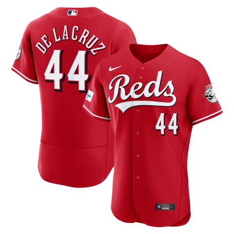 Men's Nike Elly De La Cruz Red Cincinnati Reds Alternate Authentic Sponsor Patch Jersey