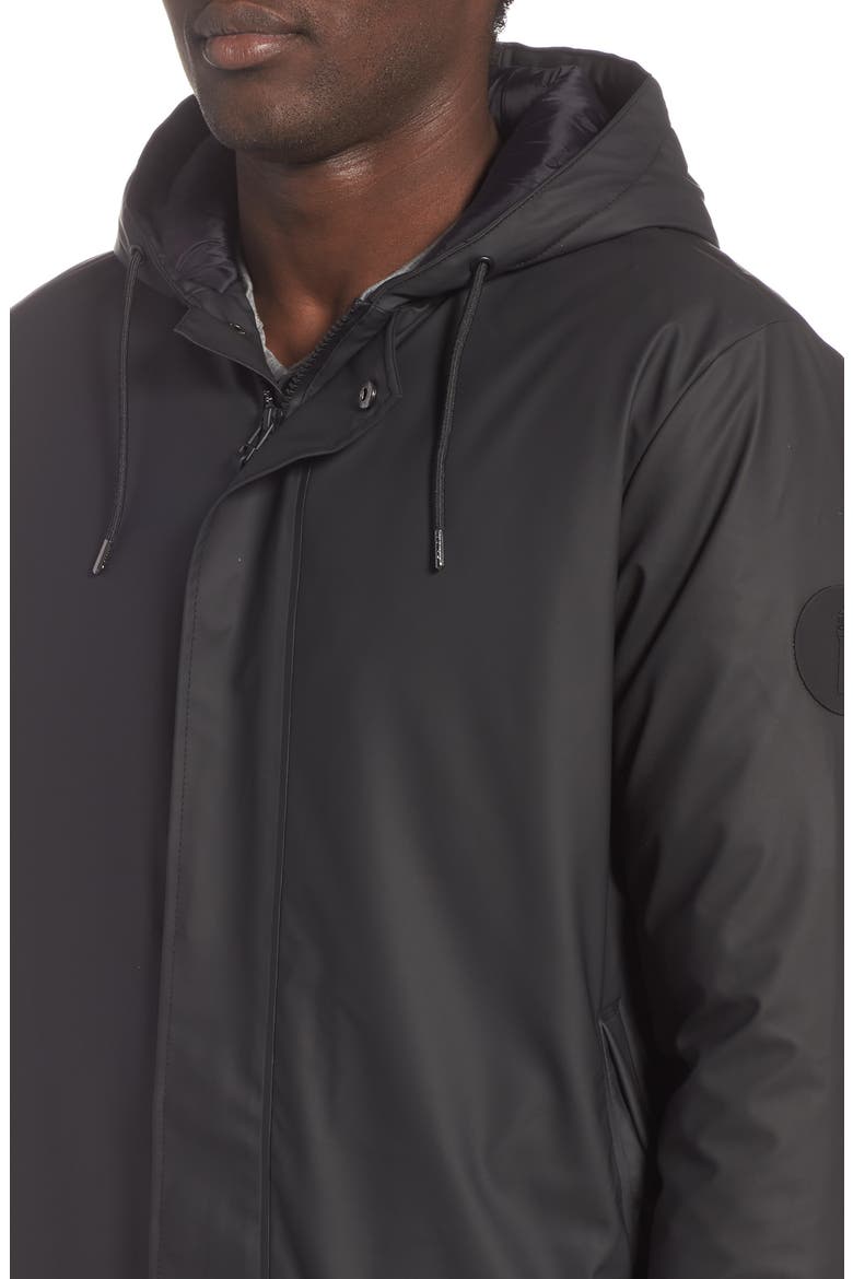 Thermal Hooded Raincoat, Alternate, color, BLACK