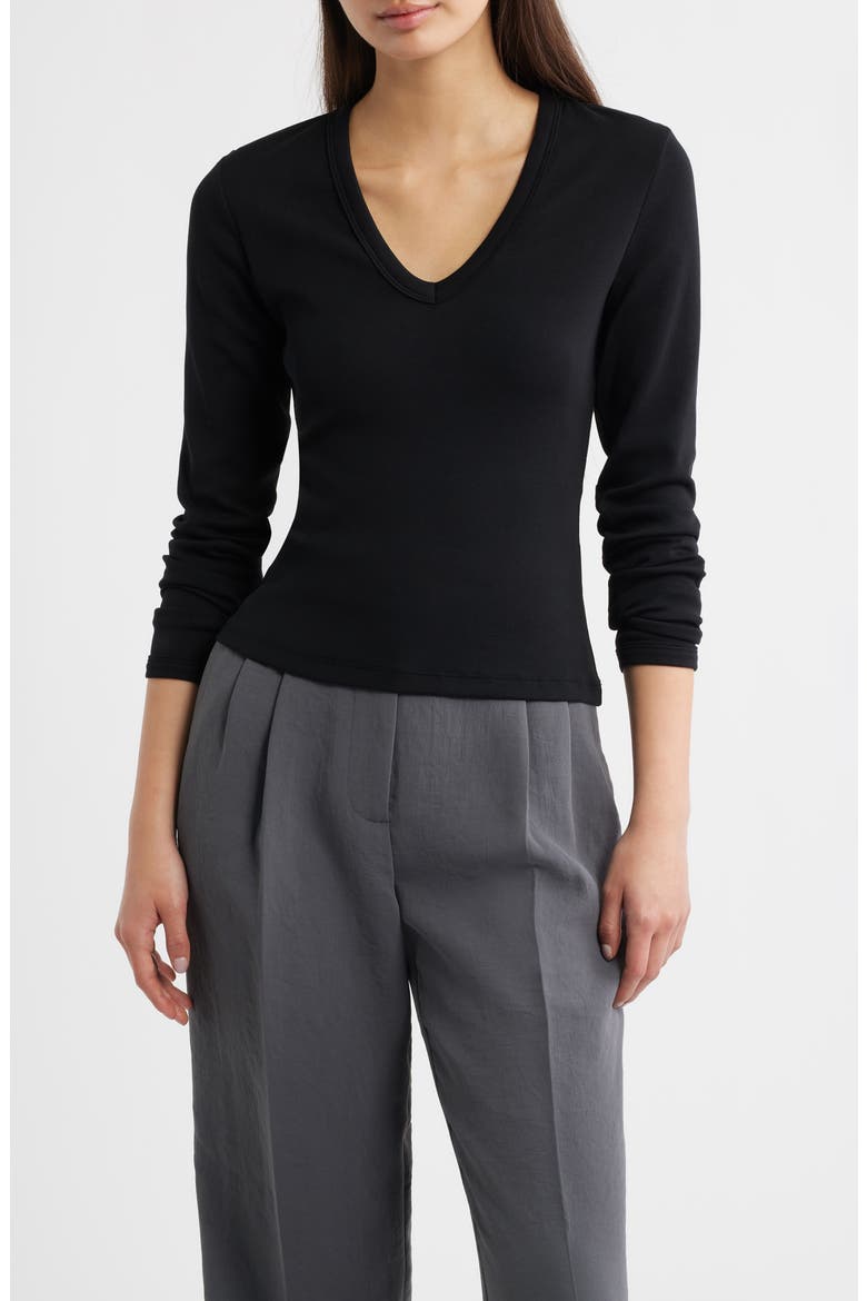 Reed Long Sleeve Scoop Neck Top, Main, color, BLACK