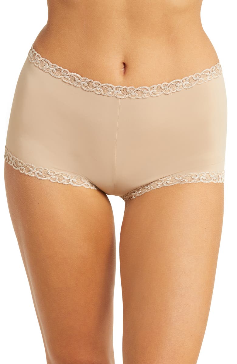 Natori Pure Luxe Boyshorts, Main, color, Cafe