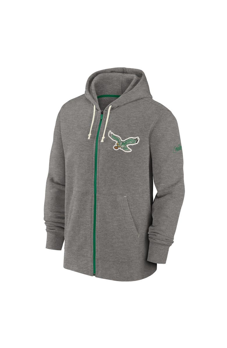 Nike Men's Nike Heather Charcoal Philadelphia Eagles Historic Lifestyle Full-Zip Hoodie, Alternate, color, 