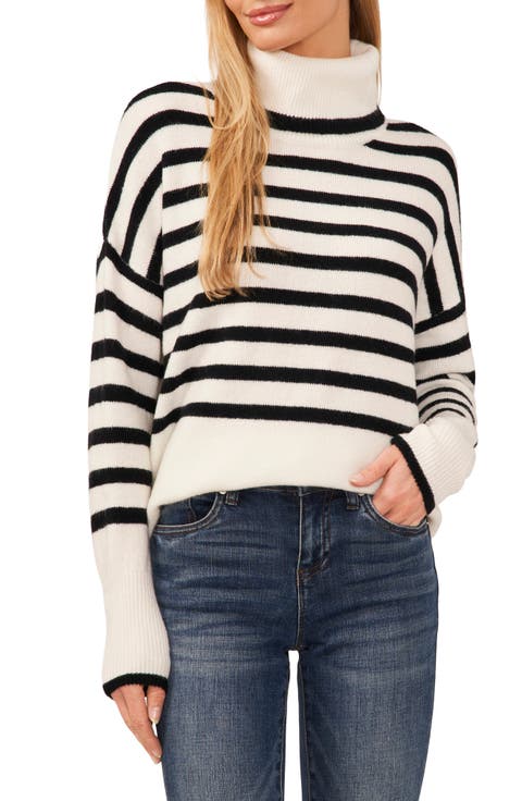 Stripe Turtleneck Sweater