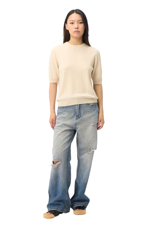 Elbow-Length Sleeve Cashmere Sweater