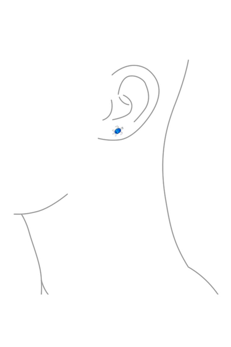 Nautical Blue Opal Sea Turtle Stud Earrings, Alternate, color, DARK BLUE