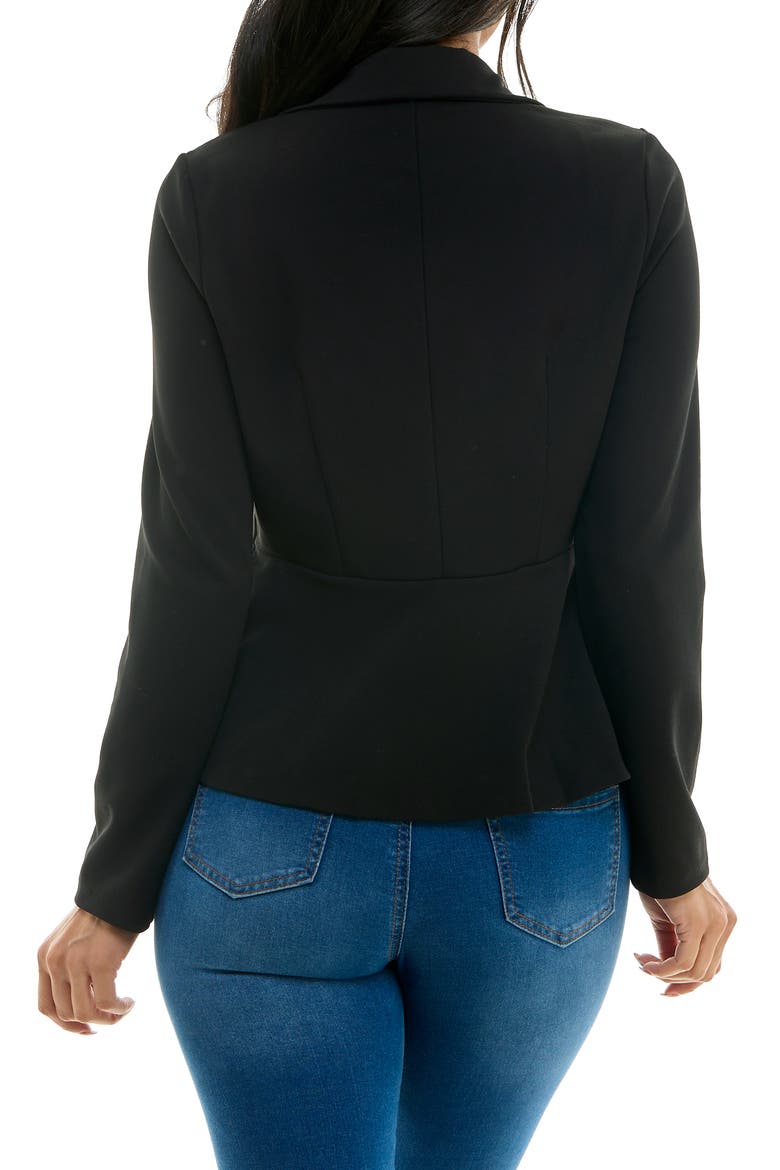 Notch Lapel Peplum Blazer, Alternate, color, BLACK
