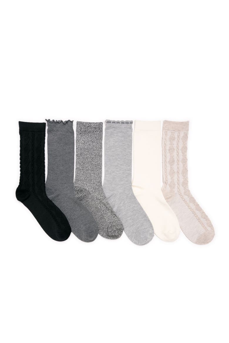 Whisper Soft Crew Socks 6 Pair Pack, Main, color, Ebony