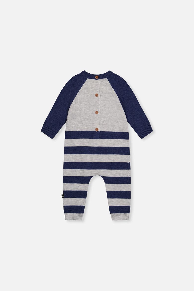 Knitted Intarsia Car Raglan Sleeve Romper, Alternate, color, Blue and Orange