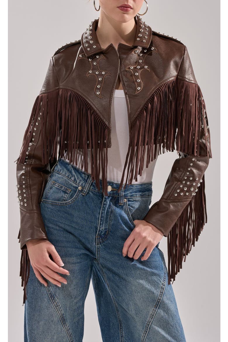 Reece Fringe Jacket, Alternate, color, BROWN