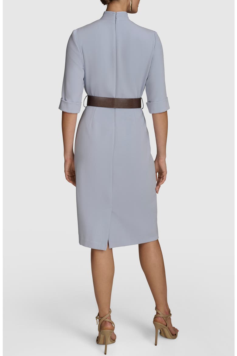 Belted Sheath Dress, Alternate, color, GLACIAL BLUE