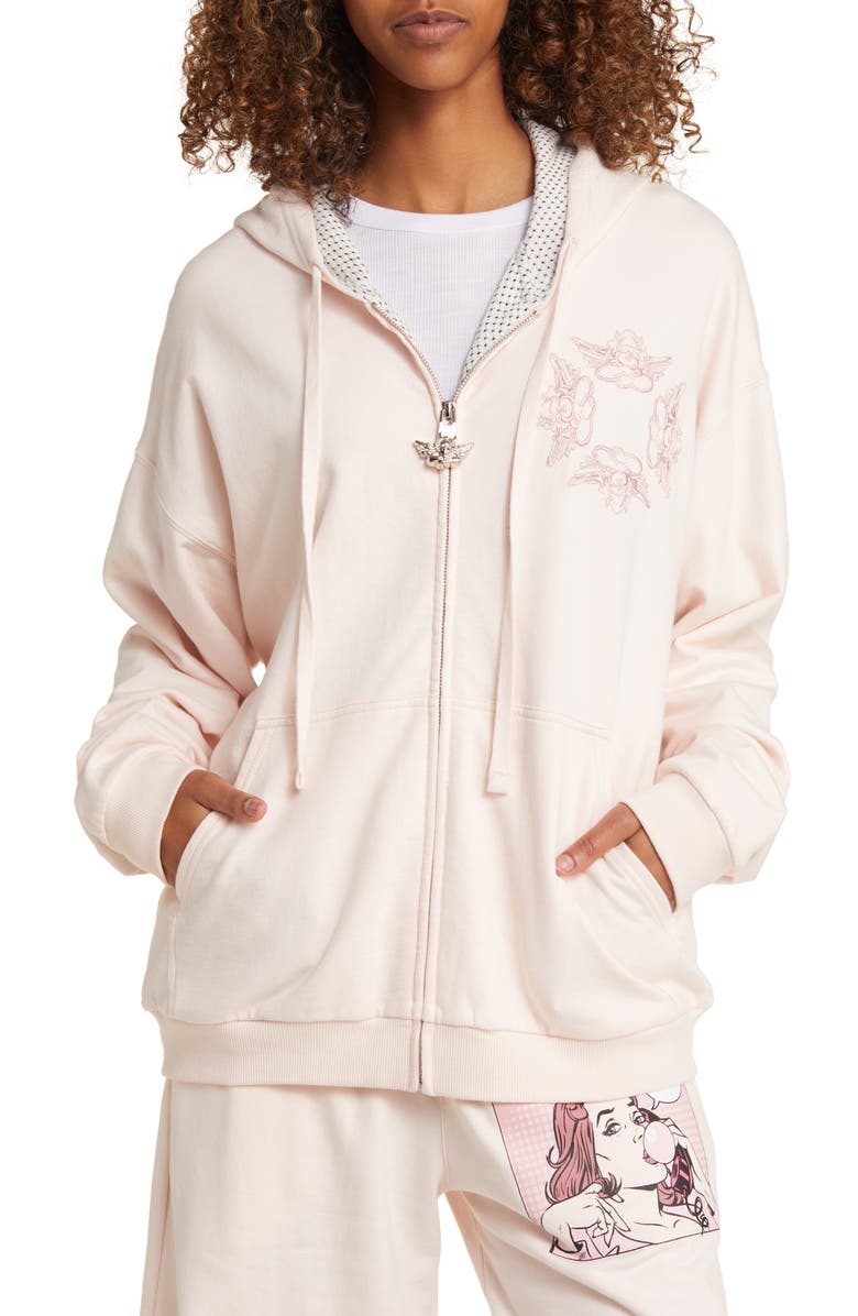 BOYS LIE Without Him Zip Graphic Hoodie, Alternate, color, 