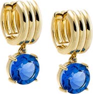 BY ADINA EDEN Textured Gold Hoop Sapphire CZ Drop Earring
