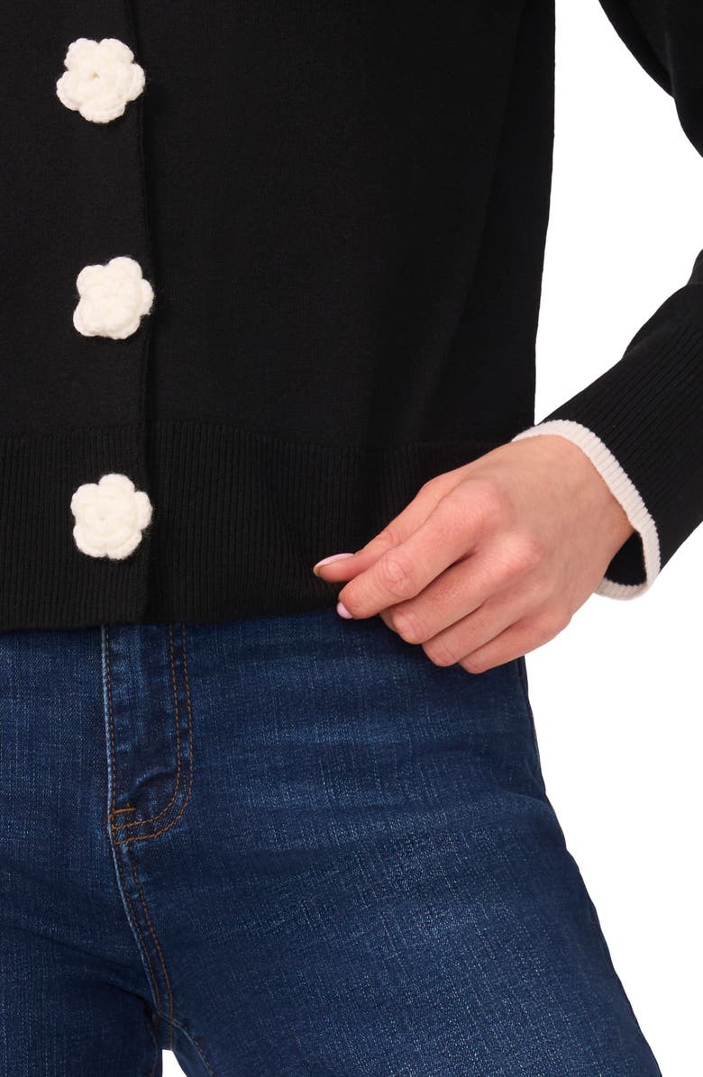 CeCe Crochet Flower Accent Cardigan, Alternate, color, 