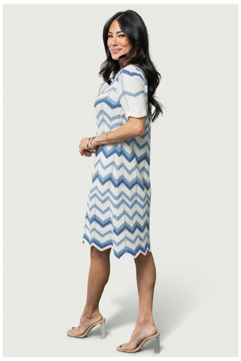 Mijas Crochet Dress, Alternate, color, Blue + Off White