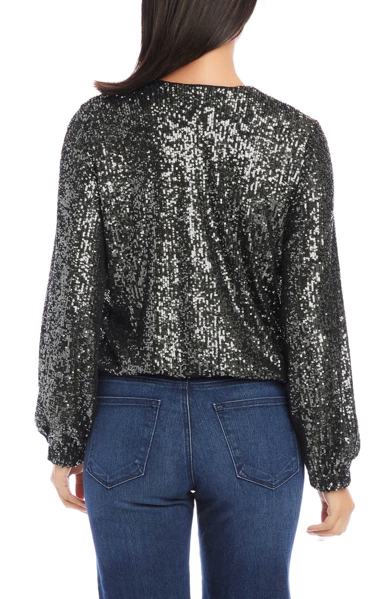 Karen Kane Balloon Sleeve Sequin Top, Alternate, color,
