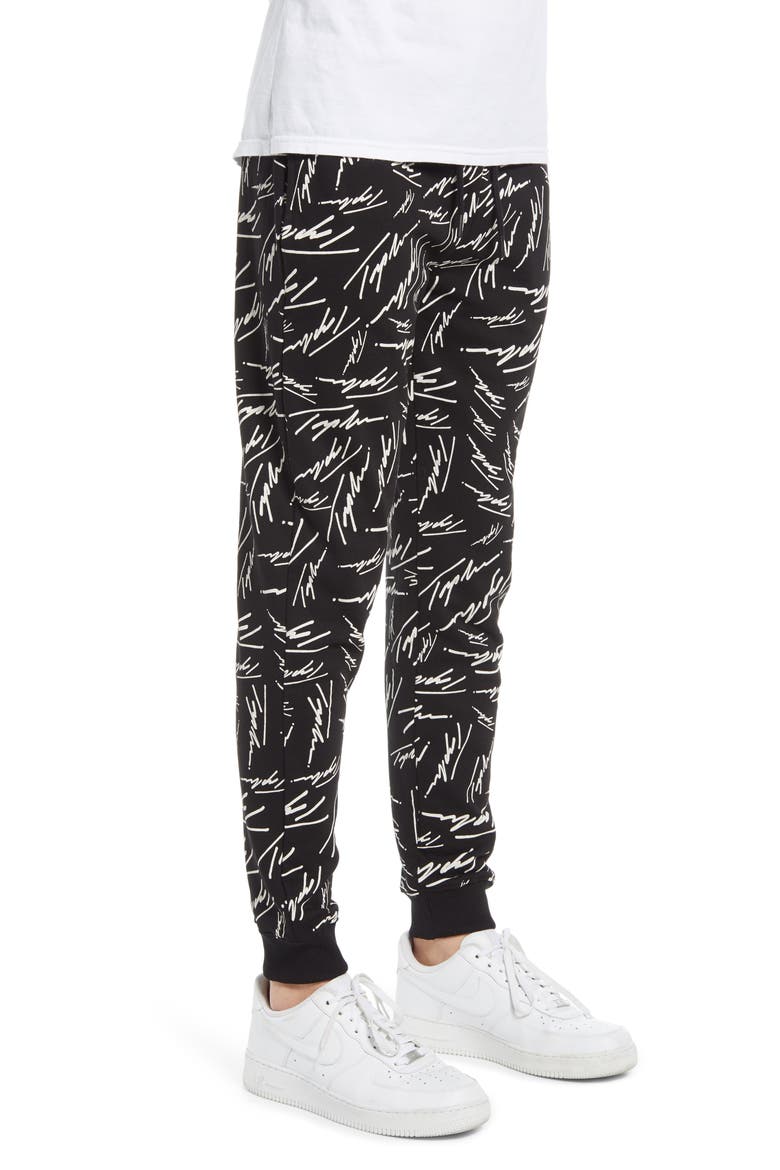 Signature Print Joggers, Alternate, color, BLACK