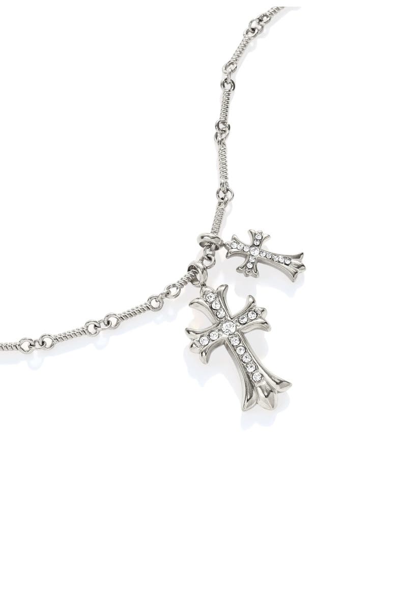 Mint & Lily Double Cross Pendant Necklace, Alternate, color, Silver