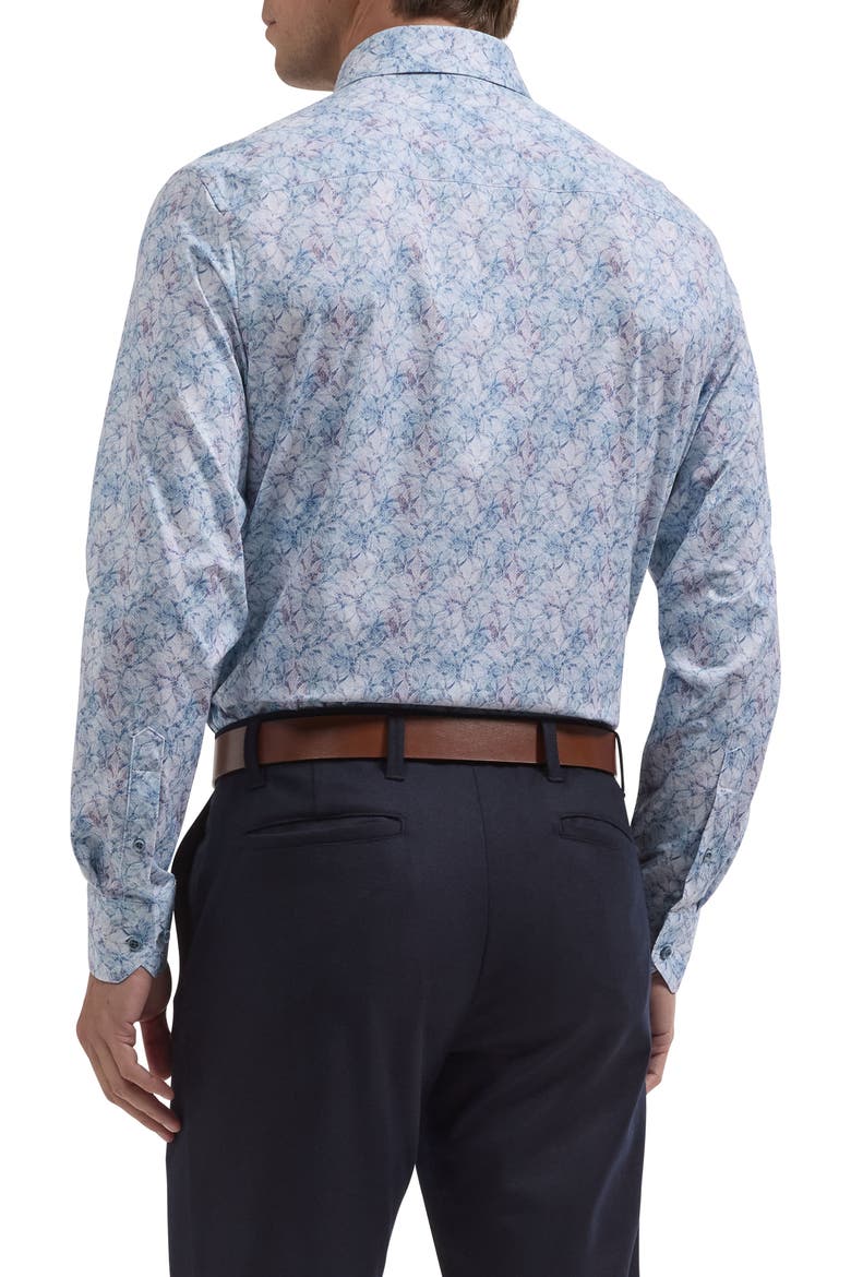 James OoohCotton® Leaf Print Button-Up Shirt, Alternate, color, HAZY BLUE