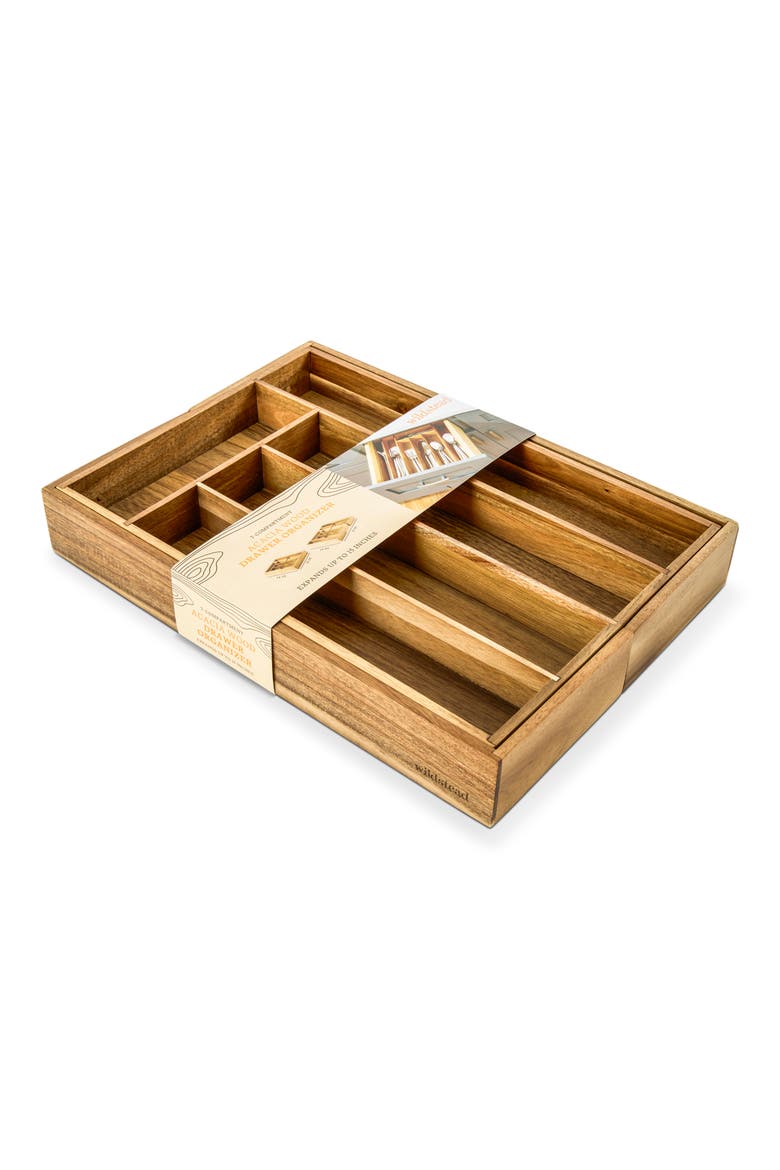 Acacia Expandable Flatware Tray, Main, color, NATURAL
