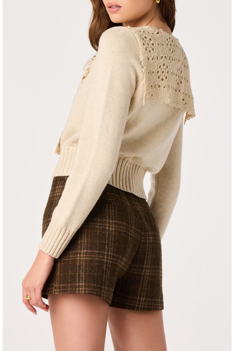 Rosabell Lace Collar Cardigan, Alternate, color, NATURAL