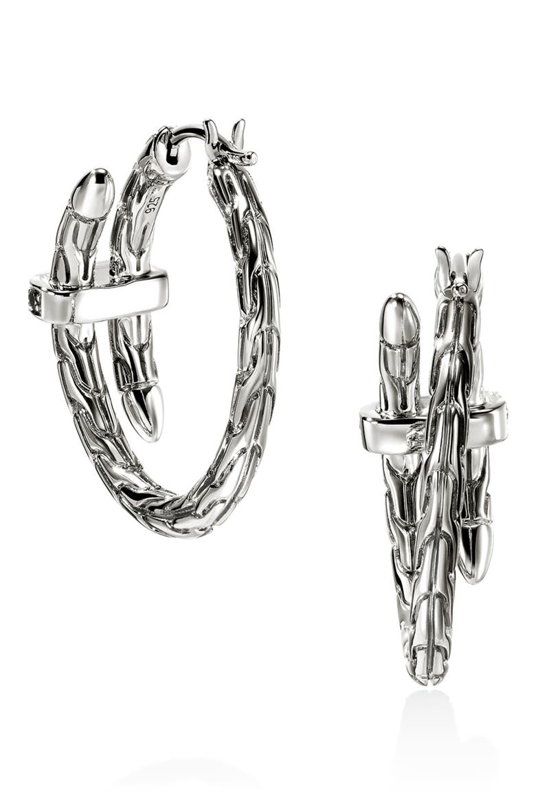 Spear Hoop Earrings, Sterling Silver, Sapphires, Alternate, color, SILVER/BLUE