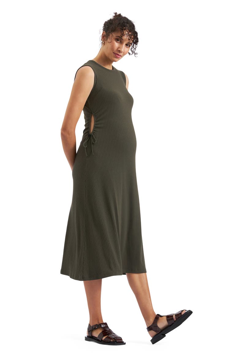 Carol Rib A-line Dress, Alternate, color, KHAKI