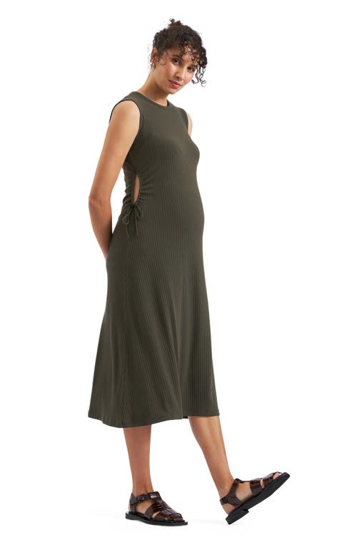 RIPE MATERNITY RIPE MATERNITY CAROL CUTOUT RIB MIDI A-LINE MATERNITY DRESS