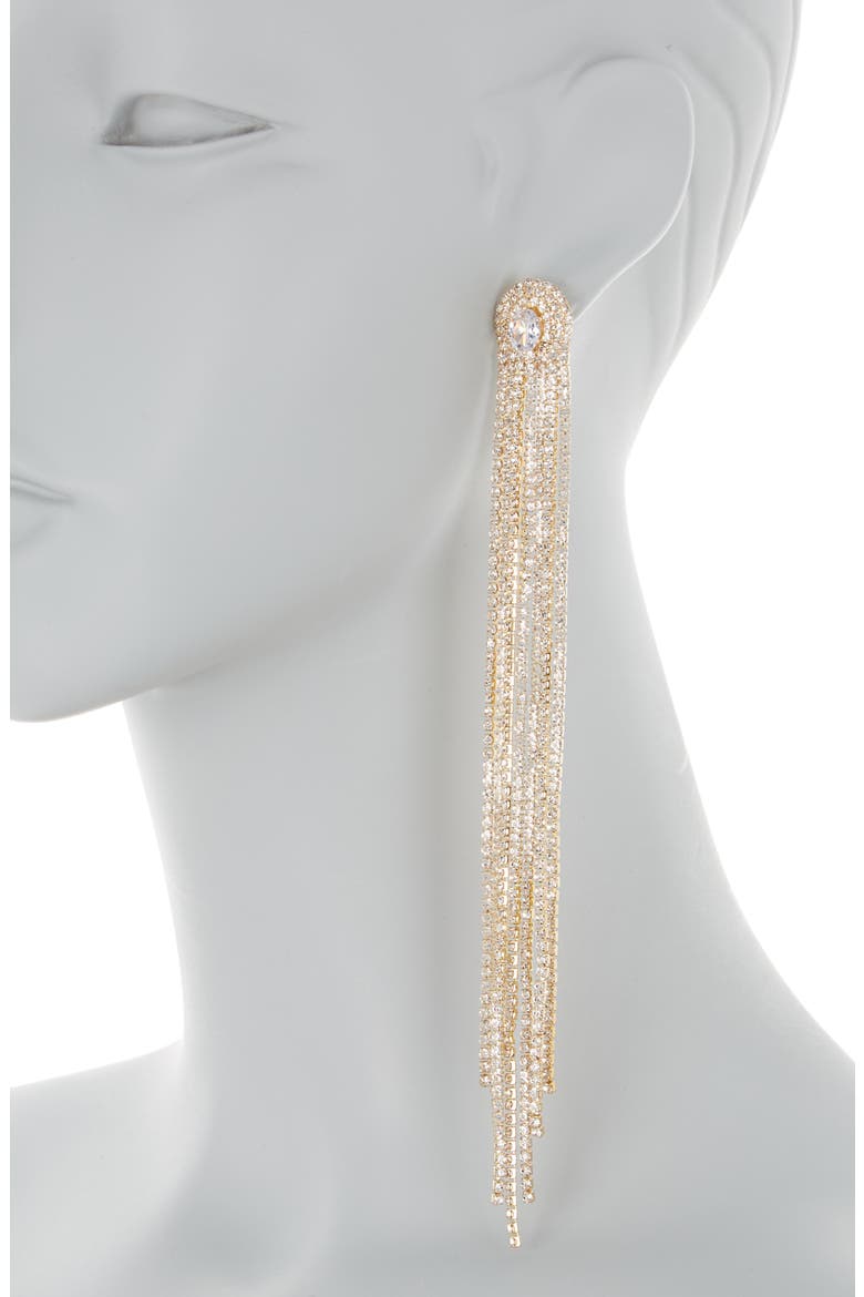 Crystal Fringe Statement Earrings, Alternate, color, GOLD