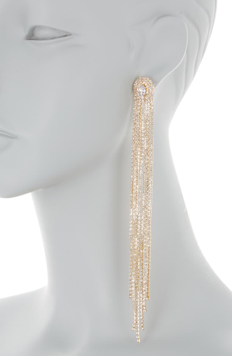 EYE CANDY LOS ANGELES Crystal Fringe Statement Earrings, Alternate, color, Gold