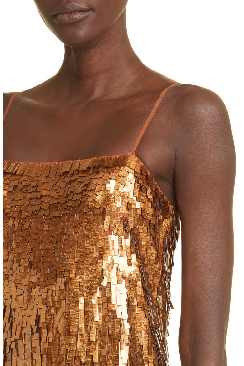 Chemical Attraction Metallic Feather Trim Minidress, Alternate, color, GOLD