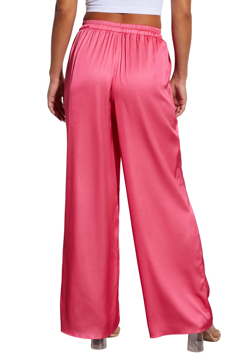Aurelia Wide Leg Satin Drawstring Pants, Alternate, color, PINK