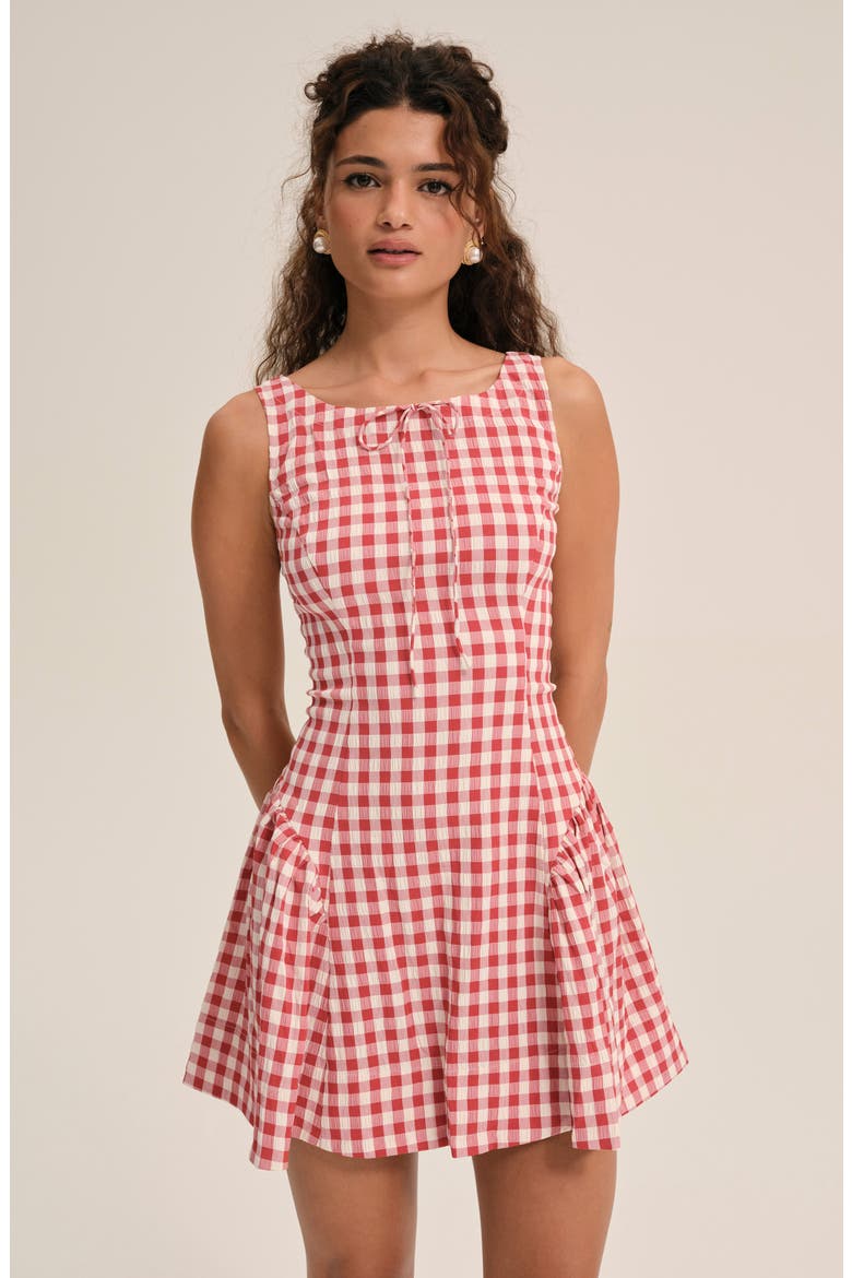 Scotch Bonnet Gingham Minidress, Alternate, color, RED
