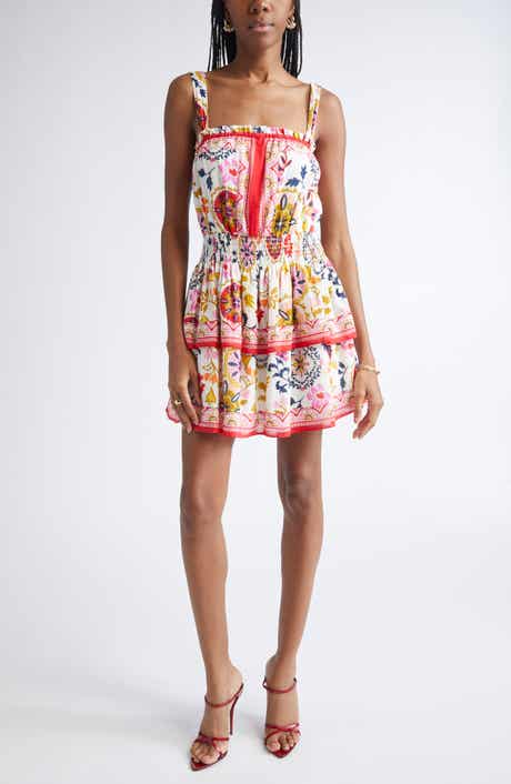 Alicia Mixed Print Cotton Blend Minidress