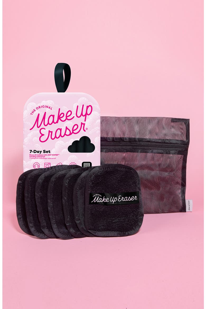 7-Day Chic MakeUp Eraser Set with Laundry Bag, Alternate, color, BLACK