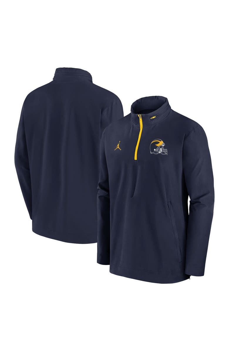Jordan Brand Men's Jordan Brand Navy Michigan Wolverines Sideline Coaches Quarter-Zip Jacket, Main, color, Navy