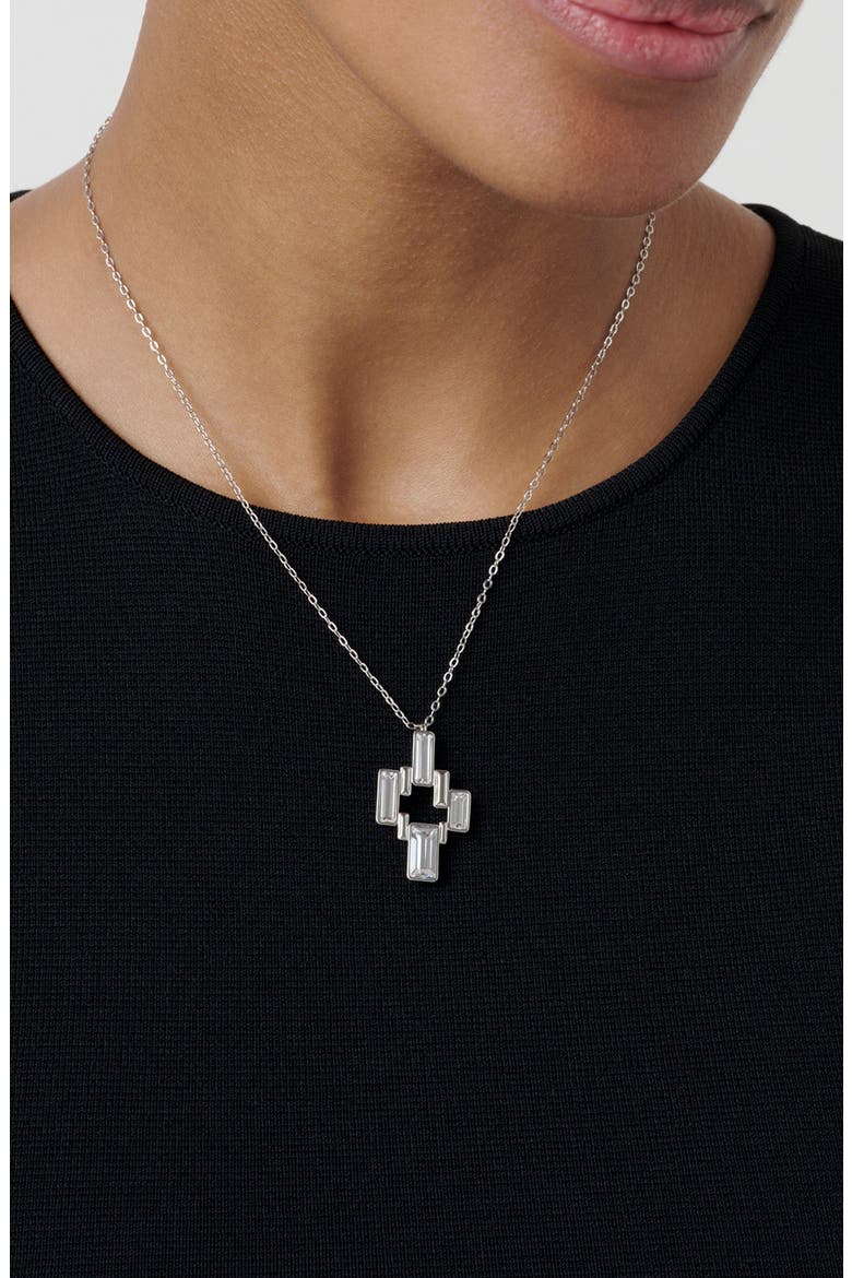 Demina Deco Crystal Pendant Necklace, Alternate, color, SILVER TONE CLEAR CRYSTAL