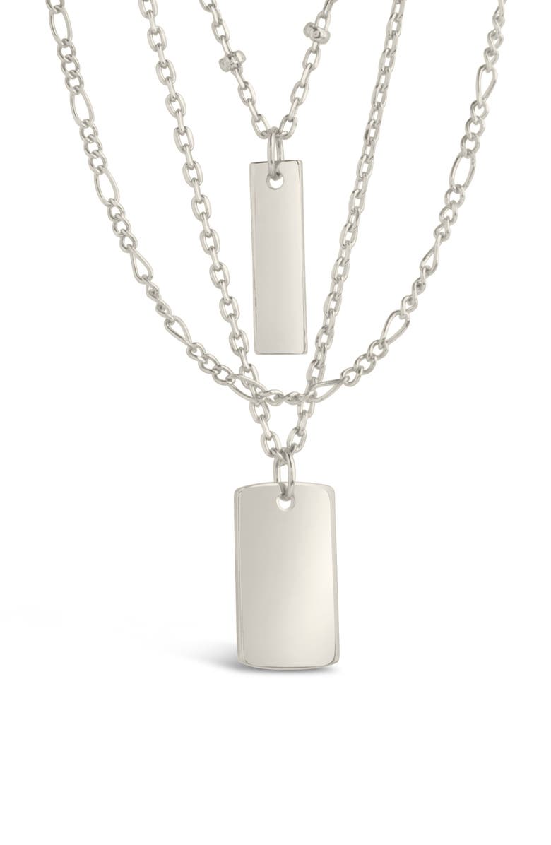 Sterling Forever Triple Layer Bar Pendant Necklace, Alternate, color, 