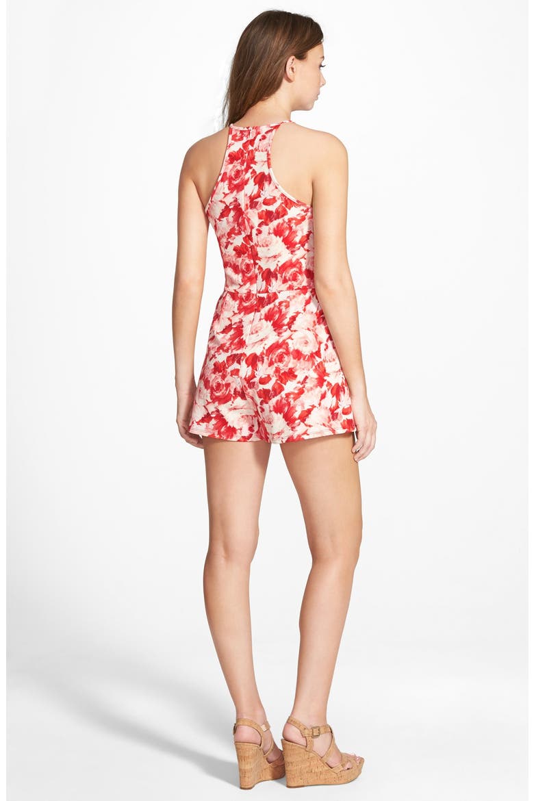 Floral Print Halter Romper, Alternate, color, IVORY/ MULTI