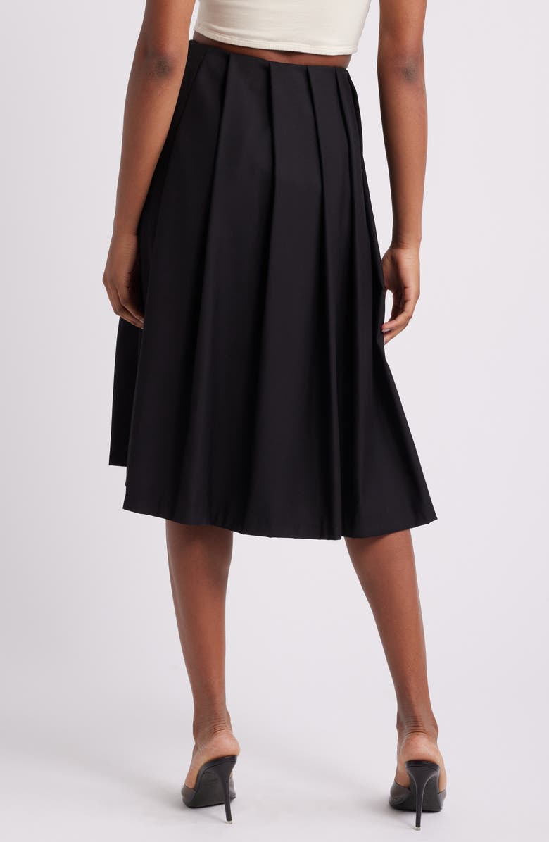 Mistress Rocks Pleated Wrap Front Midi Skirt, Alternate, color, Black
