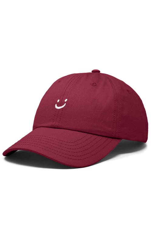 Shop Dalix Lil Smile Embroidered Casual Hat In Maroon