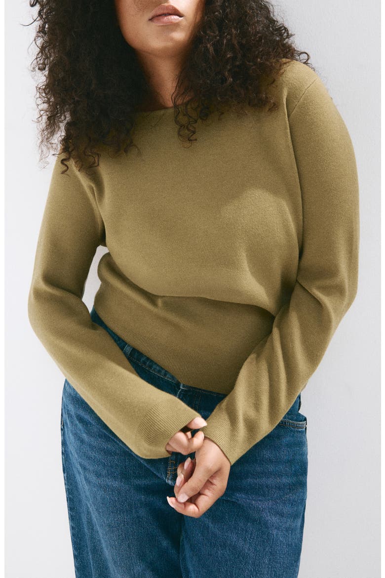 Boat Neck Sweater, Main, color, KHAKI GREEN